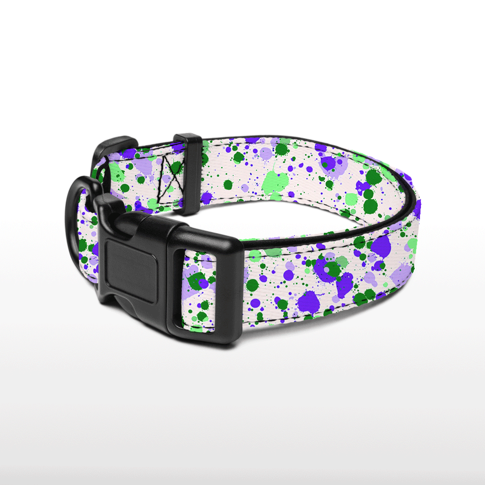 Plush Collar - Splatter Sparkel - Green Purple